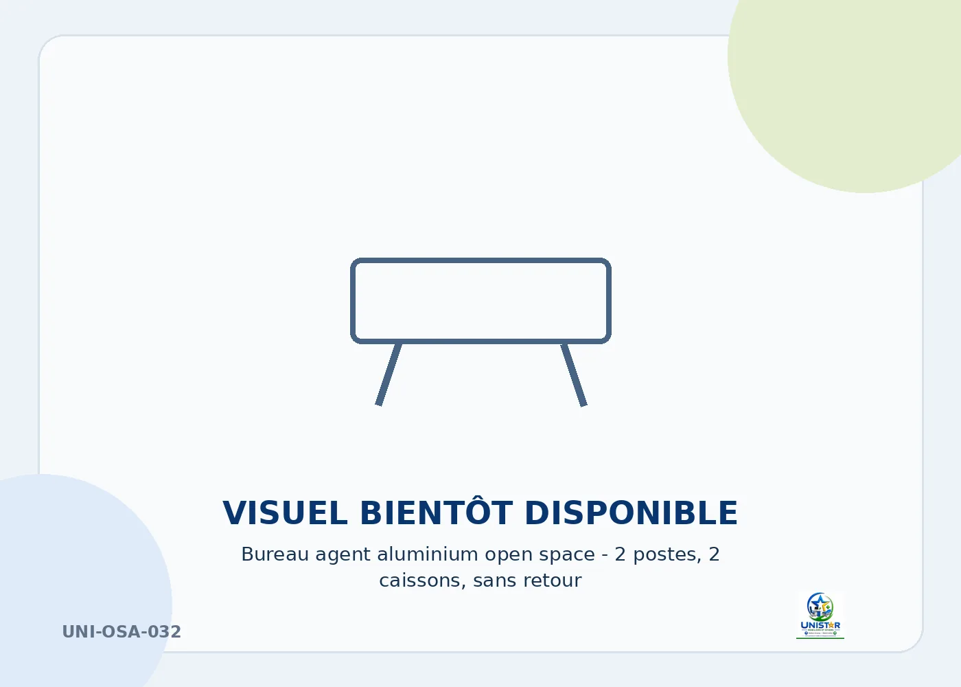 Bureau agent aluminium open space – 2 postes, 2 caissons, sans retour