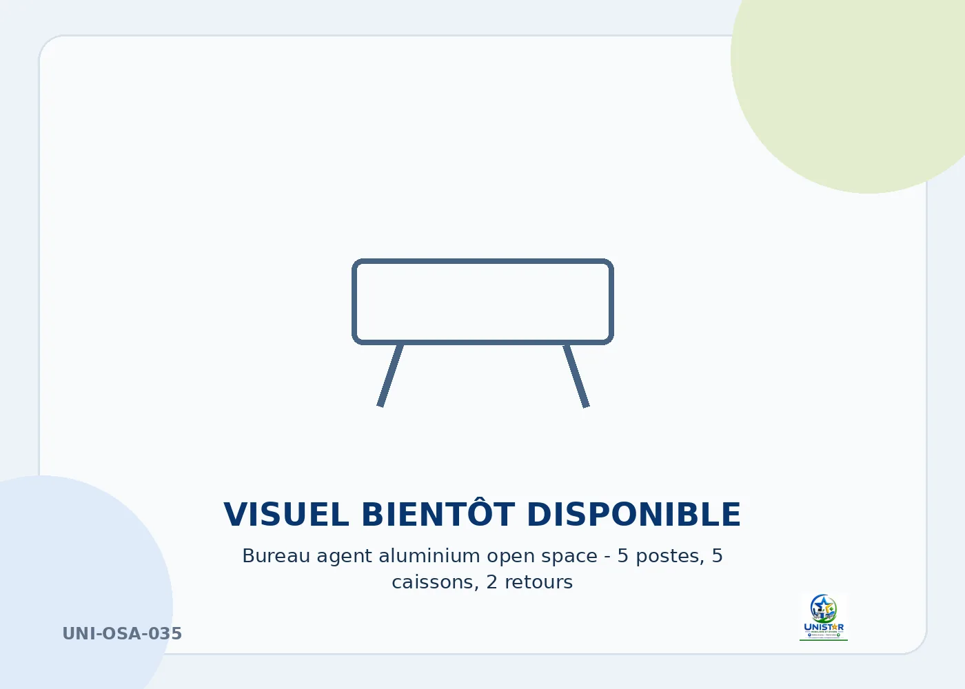 Bureau agent aluminium open space – 5 postes, 5 caissons, 2 retours