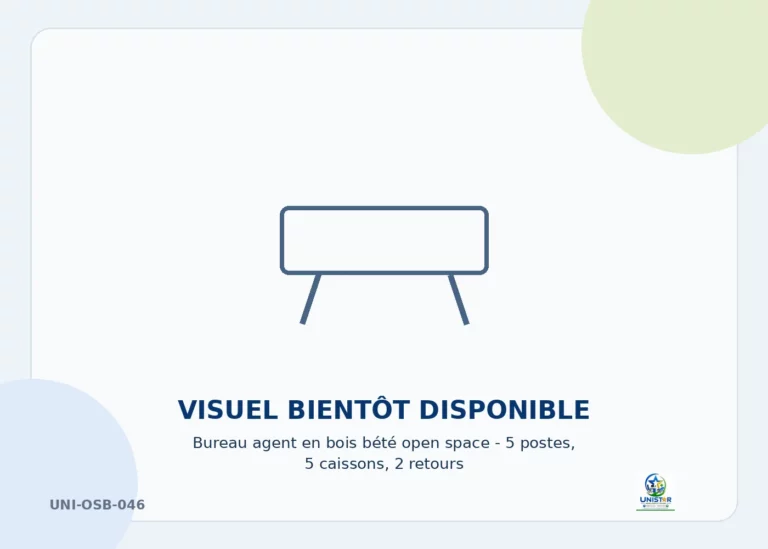 Bureau agent en bois bété open space - 5 postes, 5 caissons, 2 retours - UNISTAR