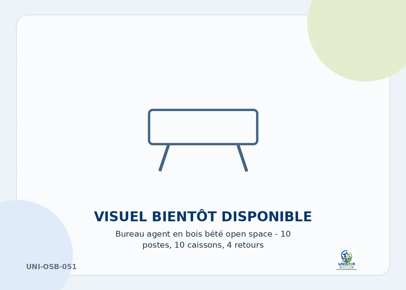Bureau agent en bois bété open space – 10 postes, 10 caissons, 4 retours